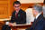 11일 오후 청와대에서 문재인 대통령(오른쪽)이 고노 다로(河野太郞) 일본 외무상을 접견하고 있다. [청와대사진기자단]
