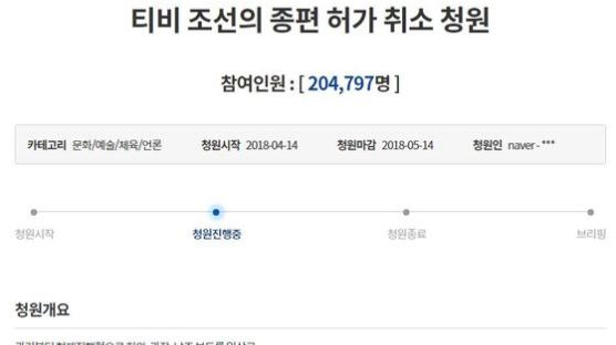 “TV조선 종편 허가 취소해달라” 靑 국민청원 참여 20만 넘어