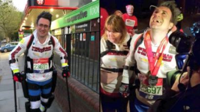 특수 장비로 36시간 달리기...하반신 장애 남성, 런던마라톤 '감동 완주'