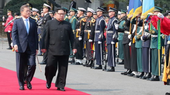 [서소문사진관]국군 의장대 사열하는 최초 북한 최고지도자