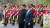 문재인 대통령과 김정은 북한 국무위원장이 27일 오전 판문점에서 의장대 사열을 받고 있다. [연합뉴스]