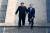 문재인 대통령과 김정은 북한 국무위원장이 27일 판문점에서 손을 잡고 군사분계선을 넘고 있다. 김상선 기자