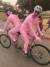이스라엘에서 유명인이 된 핑크 자전거 라이더들. [사진 트위터]