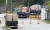 2011년 5월 23일 경기도와 인천시가 마련한 말라리아 예방 약품과 모기장등을 실은 트럭이 도라산 남북출입사무소에서 북측으로 출경하고 있다. 강정현 기자