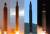북한 미사일 발사 모습. 화성-10형(무수단)과 화성-12, 화성-14형, 화성-15형(왼쪽부터) [사진 중앙포토, 조선중앙통신]