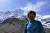 2018년 5월 13일 안나푸르나(8091m) 등정에 성공한 김홍빈이 베이스캠프에서 안나푸르나를 배경으로 포즈를 취하고 있다. [뉴시스]
