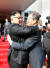 문재인 대통령과 북한 김정은 국무위원장이 지난 26일 오후 판문점 북측 지역인 통일각에서 정상회담 마친 후 헤어지며 포옹하고 있다. 청와대 제공