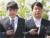 성폭행 혐의로 28일 경찰에 출두한 프로야구 넥센 히어로즈 박동원(왼쪽)과 조상우. [뉴스1]