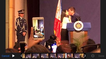 Philippine President Duterte Under Fire for Kissing a Woman on Stage