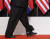 김정은 북한 국무위원장이 12일 싱가포르 센토사 섬의 카펠라 호텔에서 도널드 트럼프 미국 대통령을 향해 걸어가고 있다. [AP=연합뉴스]