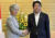 8일 한미일 외교장관 회담차 도쿄를 방문한 강경화 외교장관이 아베 신조 총리를 예방했다. [AP=연합뉴스]