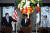 8일 일본 도쿄에서 한미일 외교장관 회담을 마친 뒤 마이크 폼페이오 미국 국무장관, 고노 다로 일본 외무상, 강경화 외교장관(왼쪽부터)이 기자회견을 하고 있다[AP=연합뉴스]