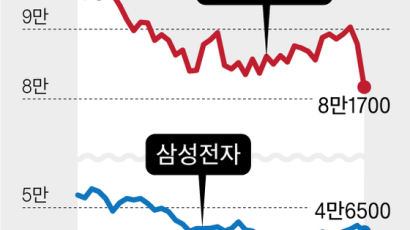 반도체마저 … 수출 42% 증가 발표한 날 ‘투톱’ 주가 뚝 뚝