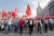 지난달 28일 러시아 모스크바에서 연금법 개정에 반대하는 시위가 열리고 있다. [EPA=연합뉴스]
