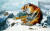 2005년 제1회 남북 전통공예 교류전에 전시된 북한 인민예술가 리원인의 자수작품 `백두산호랑이`. 백두산 설경과 호랑이의 위엄·기상을 섬세하게 표현하고 있다. [중앙포토]