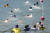 지난 2일 전북 군산시 비응항 인근 앞바다에서 열린 군산해양경찰서 바다수영 평가에 참여한 직원들이 레인을 따라 수영을 하고 있다. 프리랜서 장정필