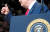 도널드 트럼프 미국 대통령이 10일(현지시간) 인디애나주 엘크하트에서 열린 공화당 집회에 참석해 연설하면서 엄지손가락을 치켜들고 있다. [AFP=연합뉴스]