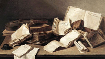 [그림 속의 책] 얀 다비츠 드 헤엠의‘책 정물’(1628)