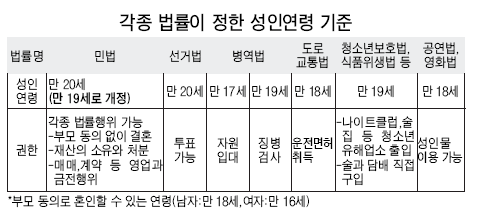 만 19세부터 민법상 성년 | 중앙일보