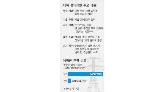 "북한 핵무기 포기 땐 남 전력 200만㎾ 공급"