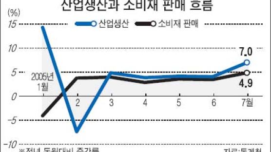 '소비 꿈틀' 7월 판매 증가율 30개월 만에 최고