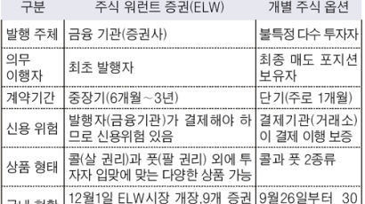 '미래 주가' 사고 팔기 ELW(주식워런트증권) 시장 내달 개장