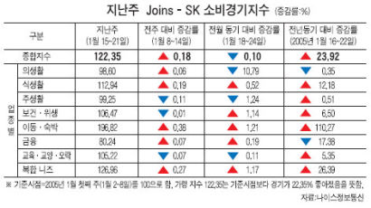 '설 대목' 이름값 … Joins-SK 지수 지난주 122.35