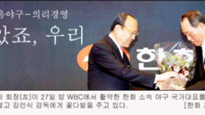 한화 김승연 회장 - 김인식 감독, WBC 4강 기념 환영회