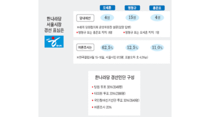 여론조사는 '오세훈 62% 맹형규 13% 홍준표 11%'