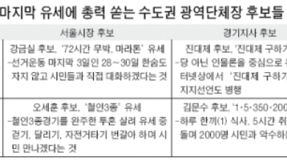 서울시장·경기지사 후보들 막판 총력전