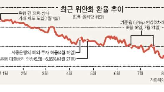 중국 환율제도 변경 기대감 위안화 가치 연일 급상승