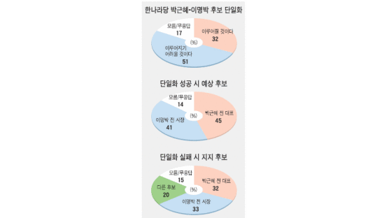"박근혜·이명박 단일화 힘들 것" 51%