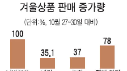 입동 한파에 의류·난방기 매출 급증