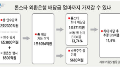 외환은행 배당 가능액 1조6000억원이라는데 … "론스타 고배당 지켜 보겠다"