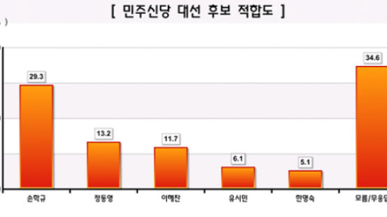 [Joins풍향계] 민주신당 대선 적합인물, ‘손학규’ 29.3% > ‘정동영’ 13.2%