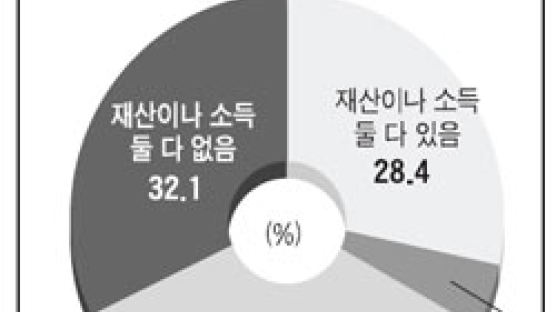 노인 가구 32% "땡전 한 푼 없다"