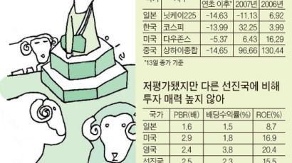 일본 증시 뛰긴 뛰는데 …