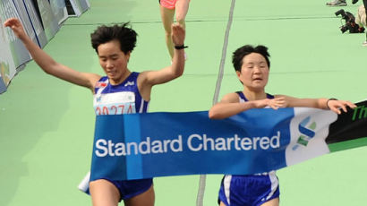[제11회 아시아마라톤 선수권대회 국제마라톤] 여자부 북한선수 1·2위