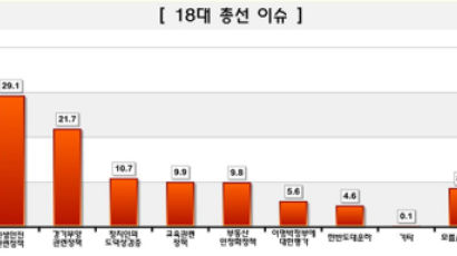 [Joins풍향계] 총선 최대 이슈는 경제…'민생 안정' 29.1% '경기부양' 21.7%