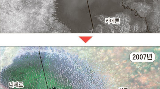 [사진] 10분의 1로 줄어든 아프리카 차드호