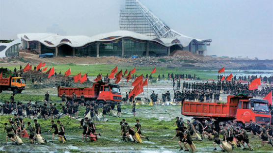[사진] 중국 올림픽 요트장 뒤덮은 녹조