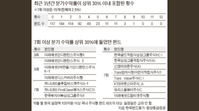 ‘우등생’펀드, 반짝 성적 많더라