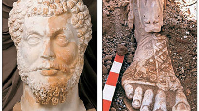 『명상록』의 황제 아우렐리우스 거대 석상 발굴