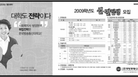 한국방송통신대학교 2009학년도 신,편입생 모집