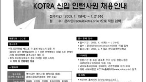 2009 KOTRA 신입 인턴사원 채용