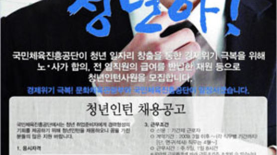 국민체육진흥공단, 청년인턴 모집