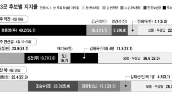 재선거 세 곳 여론조사