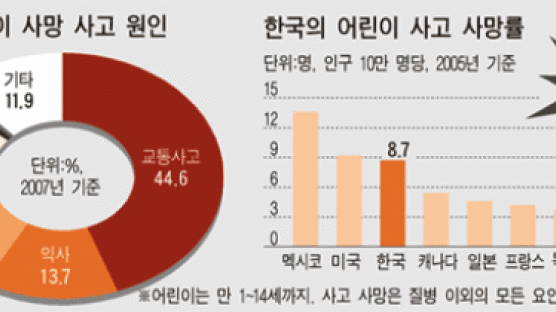 [그래픽 뉴스] 한국 어린이 사고 사망률 OECD 셋째로 높아