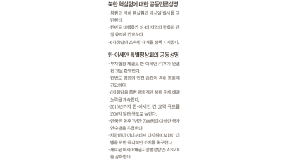 한·아세안 “북핵 규탄” 한목소리