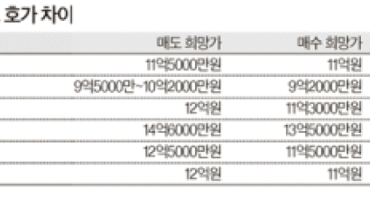 호가 차이 최고 1억원 … 강남권 주택 거래 ‘스톱’